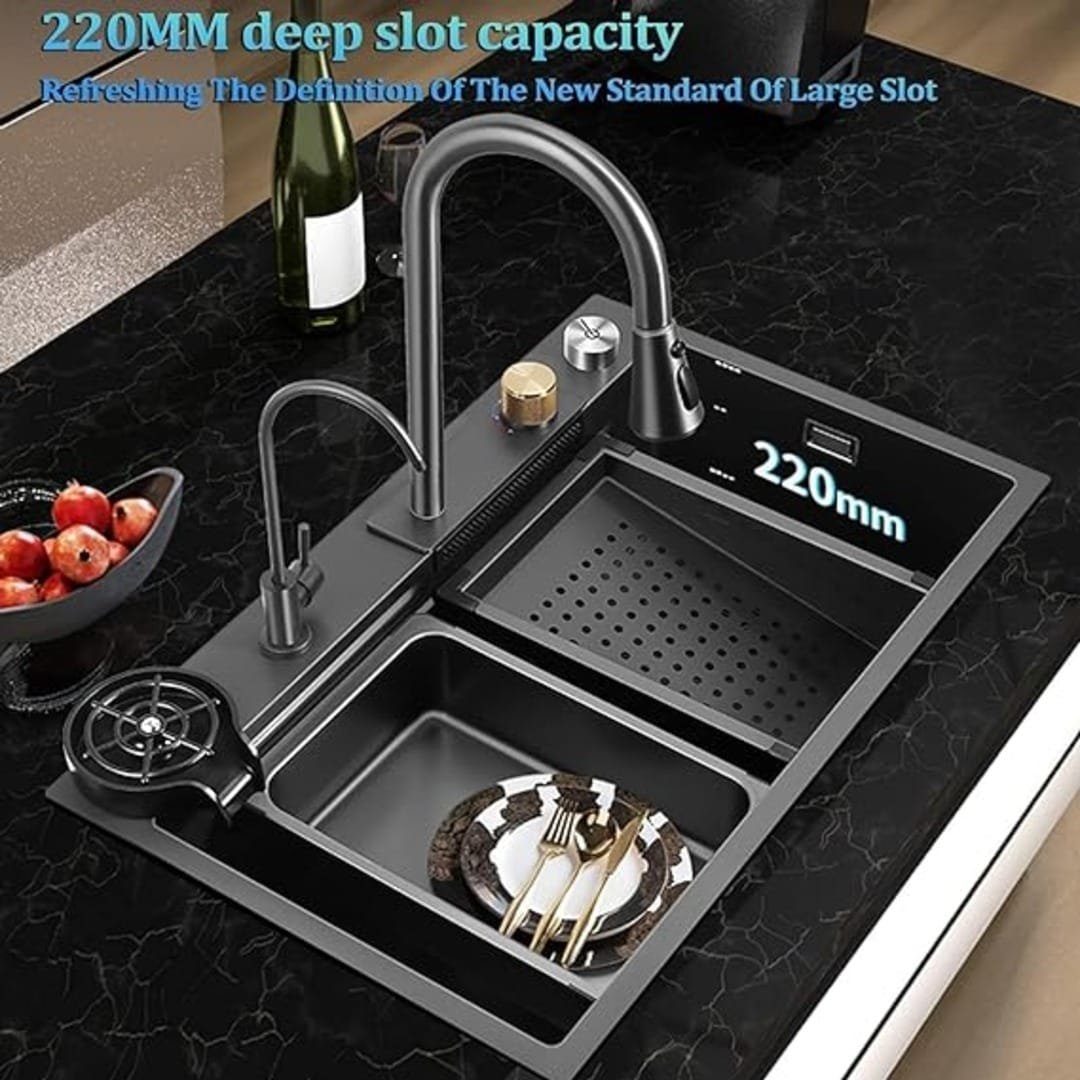 Jitonex | Water Fall Kitchen Sink | Water Fall | Kitchen Sink | 30*18 | 304 Grade