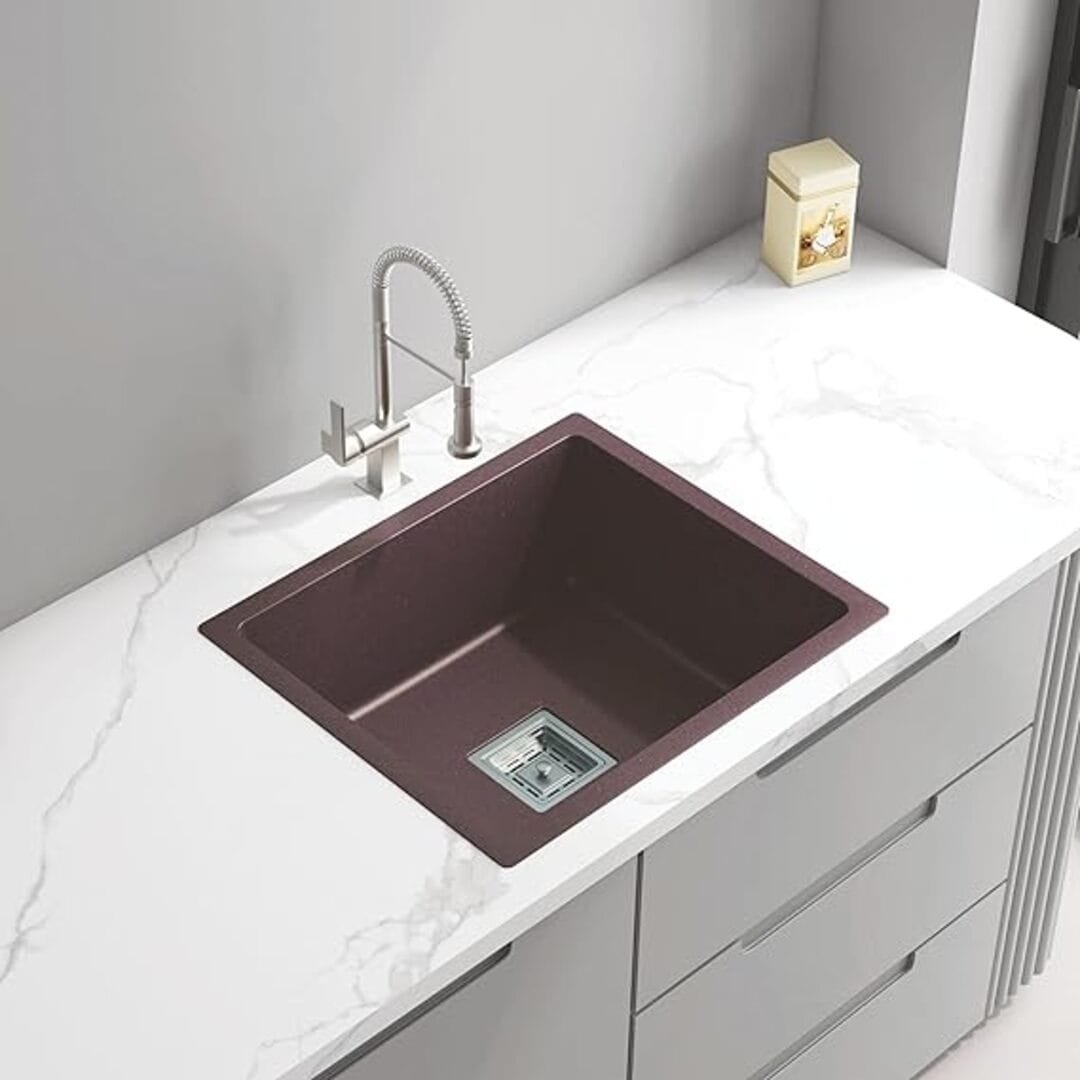 Jitonex| Quatrz Kitchen Sink | 24*18 | 304 Grade|Dark Brown