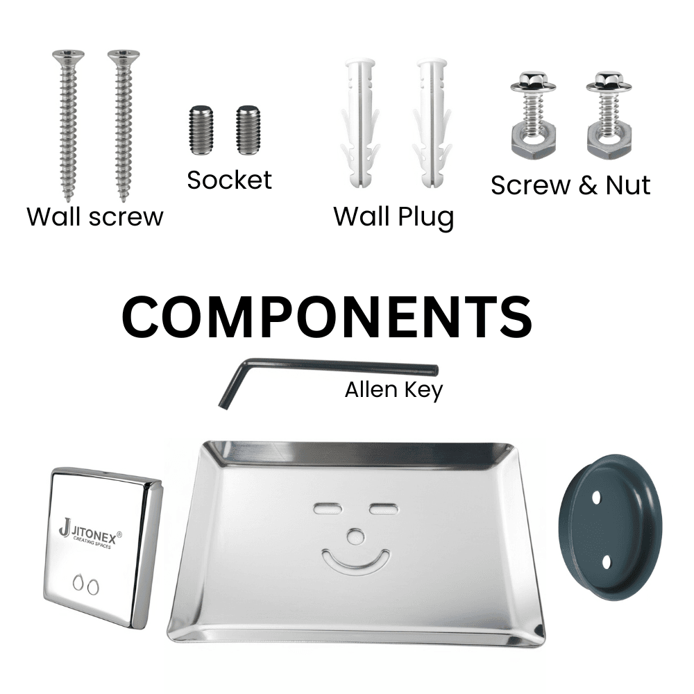 Jitonex Premium Stainless Steel Soap Dish for Bathroom Wall – Rust Proof, Heavy Duty, Wall Mounted Soap Holder Tray with Drainage – Silver Finish| Smile Model |